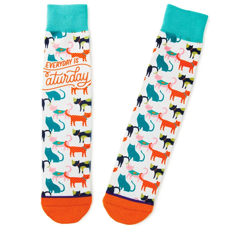 Hallmark Everyday Is Caturday Funny Crew Socks 3 Hallmark Everyday Is Caturday Funny Crew Socks