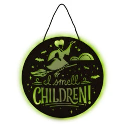 Hallmark Disney Hocus Pocus I Smell Children Porch Decor With Light -Hallmark Hocus Pocus LightUp Metal Door Sign 1HGN1526 04