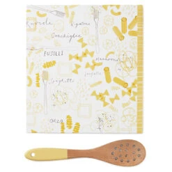 Hallmark Pasta Recipe Organizer Book With Wooden Strainer Spoon -Hallmark PastaThemed Recipe Binder With Wood Spoon 1TOG1035 04