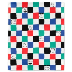 Hallmark Peanuts® Gang Checkered Throw Blanket, 50x60 -Hallmark Peanuts Gang Faces and Colored Squares Blanket 1PAJ3534 03