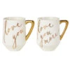 Hallmark Love You And Love You More Mugs, Set Of 2 -Hallmark White and Gold Love You and Love You More Mugs 1ERL1194 01